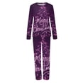 thumbnail image 5 of Yuaguia Family Matching Christmas Pajamas, Merry Christmas Letter Purple Sparkle Print Long Sleeve Top and Matching Lounge Pants Sleepwear Set, Women M, 5 of 5