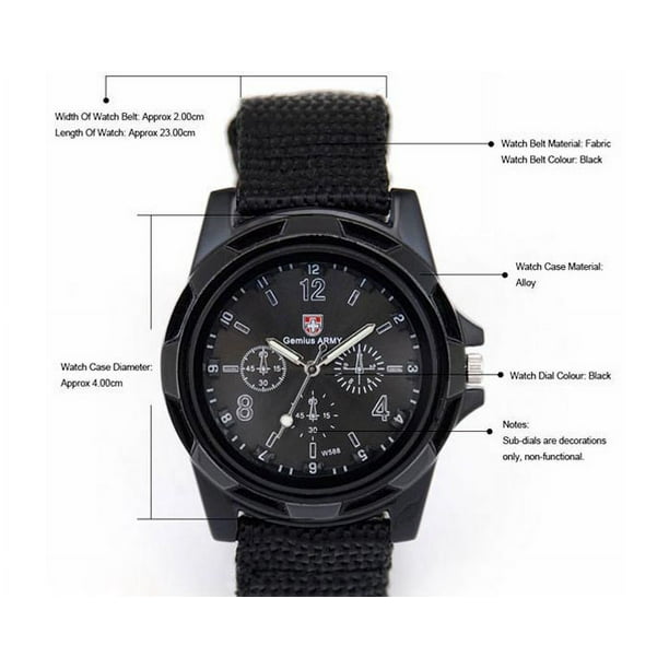 TopLLC Men s Quartz Watch Gemius Racing Military Sport Mens Fabric Watch Black sport watch Walmart