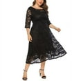thumbnail image 3 of Eternatastic Womens Scooped Neckline Floral lace Top Plus Size Cocktail Party Midi Dress XL Black, 3 of 8