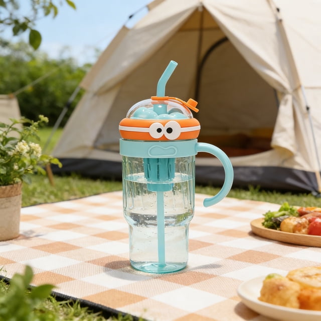 YYV Large Capacity Straw Cup 1200ml Summer Water Bottle Portable Plastic Straw Cup Leak Resistant Carry Handle Travel Hydration Bottle For Outdoors Gym School Office, Water Bottle, Travel Cup