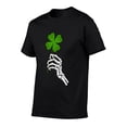 thumbnail image 3 of Men's Skull Hand Four-Leaf Clover T-Shirt- Irish Lucky Charm, Heavy Loose Short Sleeve Crew Neck T-Shirt, 3 of 10