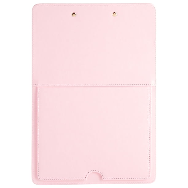 Pink PU Leather Foldable Clipboard Document Holder 9x13 In