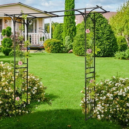 Zimtown Garden Arch Arbor Iron Flat Top Archway for Climbing Plants Wedding Party