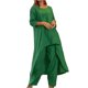 thumbnail image 1 of Atuendos Con Pantalones De Pierna Ancha 2 unids/set sueltos sólidos conjuntos de dos piezas pantalones sueltos traje para ir de compras (verde M) Ygjytge para Mujer Verde T L, 1 of 9