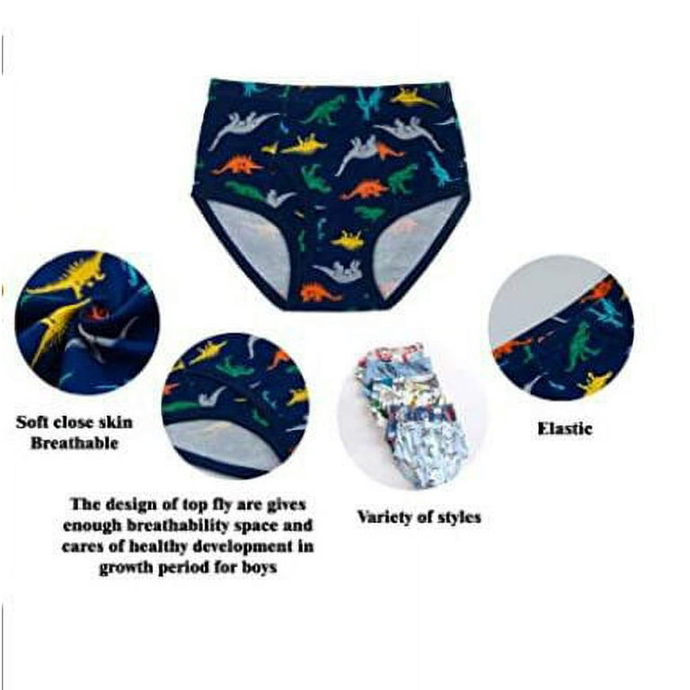 PENGXIANG Boys' Underwear Briefs Soft 100% Cotton 3 Pack Kids Underwear  Dinosaur Briefs Panty Toddler Undies Children Truck Panties-4T