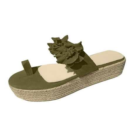 

Babysbule Womens Shoes Clearance Women Platform Sandals Casual Flower Slip On Platform Ladies Beach Wedge Shoes