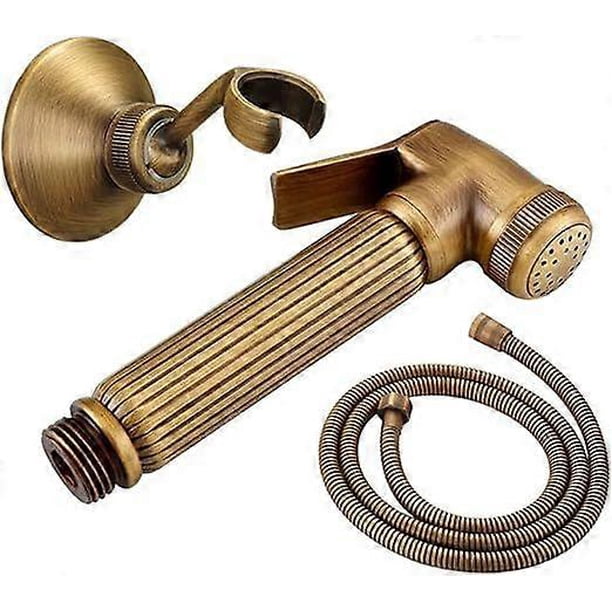 Toilet Sprayer Kit, Hand Held Brass Bidet with Hose Holder and Spray Gun (Antique A Package*1PCS)
