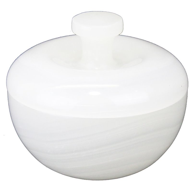 Natural Geo HandCrafted Marble 5" Jar with Lid in White