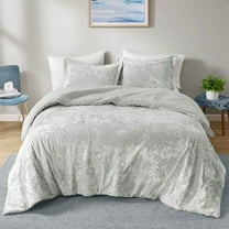 Witaxima Twin/Twin XL Reversible Comforter Set, Grey Crushed Velvet & Sherpa, Hypoallergenic, Includes 1 Comforter & 1 Sham