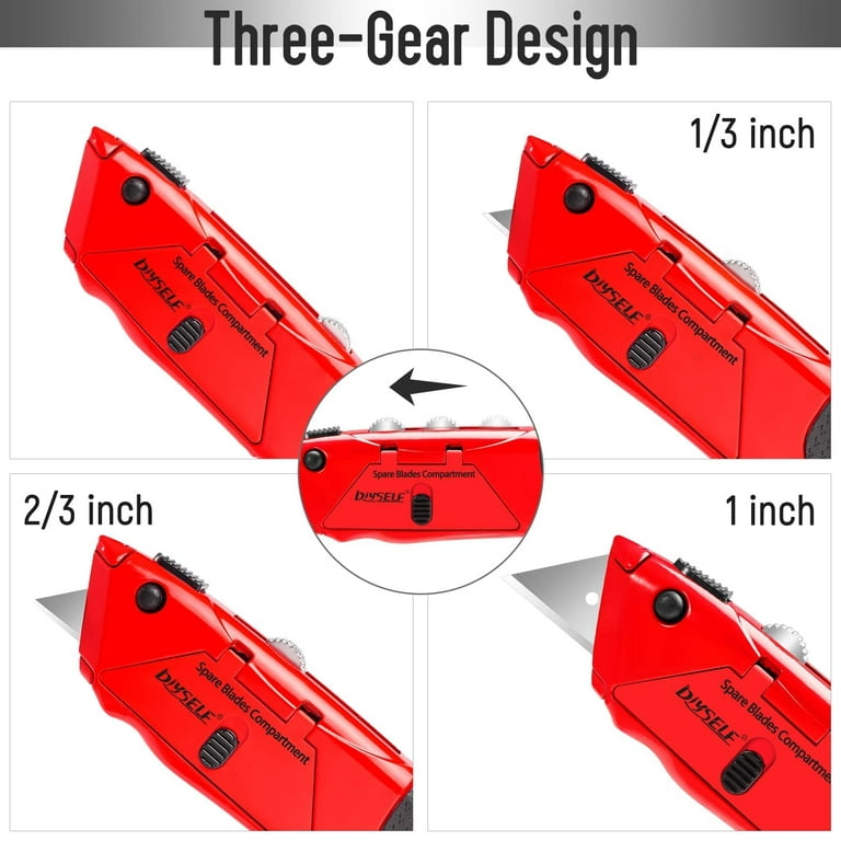 DIYSELF 2 Pack Box Cutter Retractable, Box Opener Tool Exacto Knife, Razor  Knife Blade, Aluminum Alloy and Non-slip Rubber Handle, Heavy Duty Utility  Knife for Carton, Cardboard and Box (Red) 