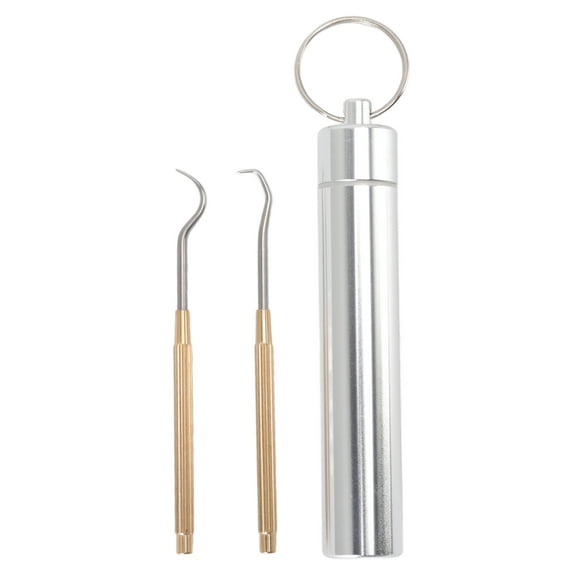 Juego de palillos de dientes reutilizables de acero inoxidable y latón para acampar al aire libre y picnic.