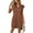 Brown, variant on Men's Texture Half Zip Cap Sleeve Mini Dress 65% viscose 35% polyester comfortable fabric all day comfortable fit