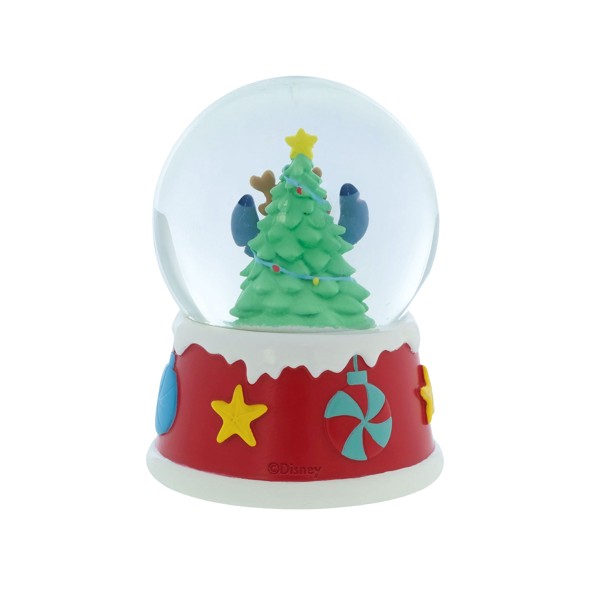 Stitch 100mm Christmas Snow Globe – Aloha Holiday Tree Design