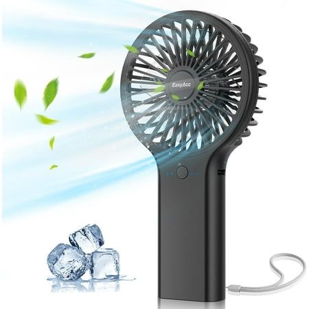 

EasyAcc Handheld Fan 5000 Battery Portable Fan [7-35H Working Time] USB Rechargeable 4 Speed Cooling Personal Fan Mini Hand Held Fan For Office Makeup Men Women Summer Outdoor Travel -Black