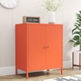 thumbnail image 6 of LNGZOE 2 Door Metal Locker Storage Cabinet with 1 Adjustable Shelves-Steel Locker cabinetfor Bedroom, Bedside, Office Room,2-Tier (Small Metal Door, Orange), 6 of 11