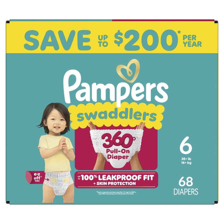 Pampers Swaddlers 360 Baby Diapers Size 6, 68 Count (Select for