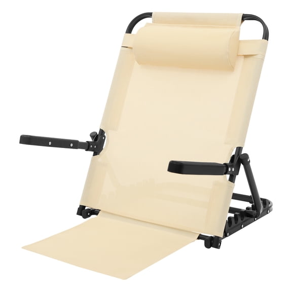 Adjustable Bed Backrest, 8 Angle Positions 40°-90°, Heavy Duty 330 lbs Capacity, Reading Pillow with Armrests, for Bed Sofa Floor, Khaki
