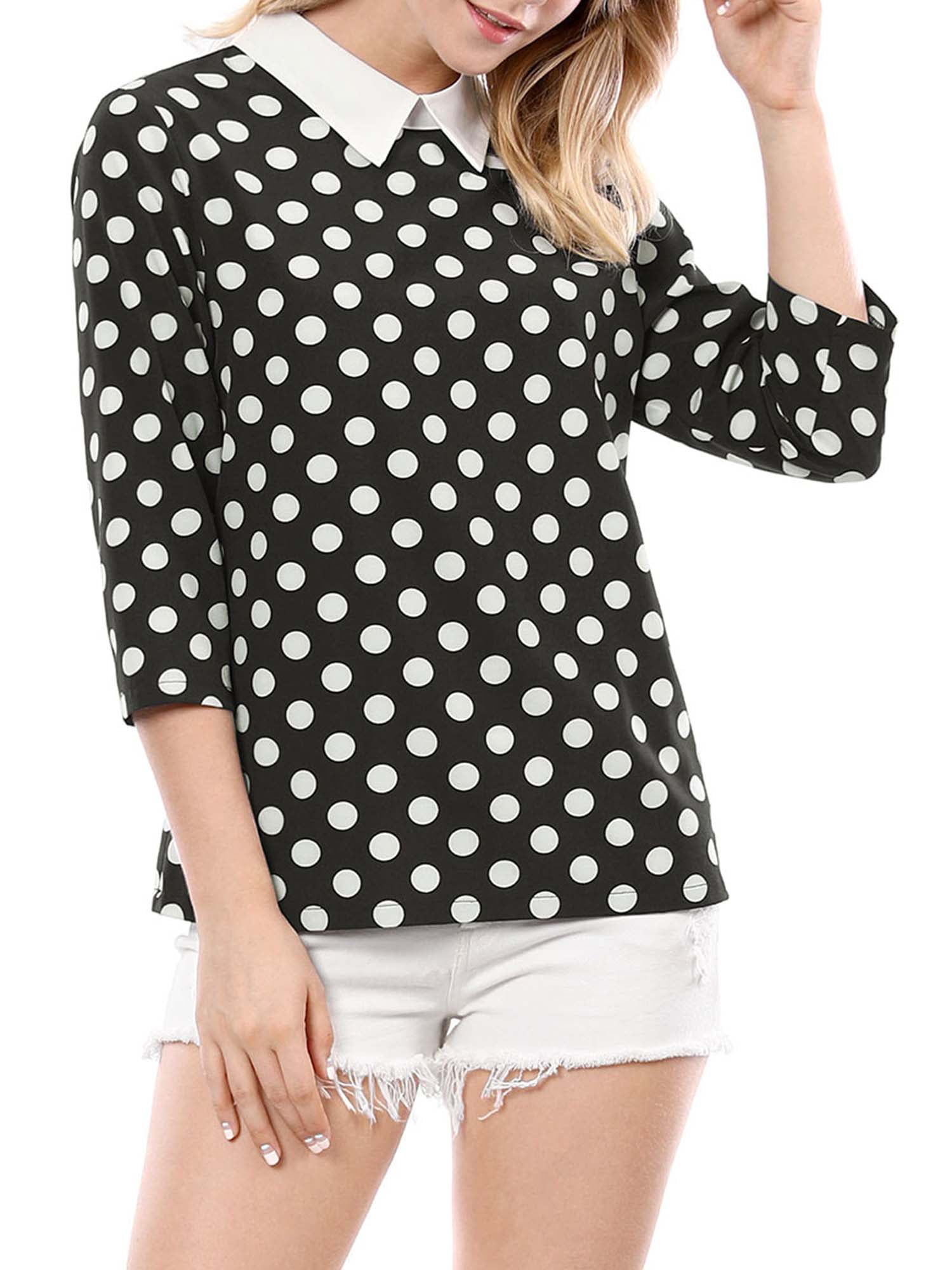 DARING DIVA Blouses 3/4 Sleeves Solid Office Work Tops L Black
