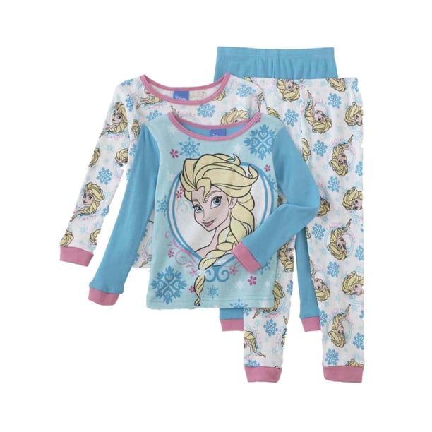 Disney Disney Frozen Toddler Girls Blue White 4pc Elsa Pajamas Cotton Sleep Set Walmart Com Walmart Com