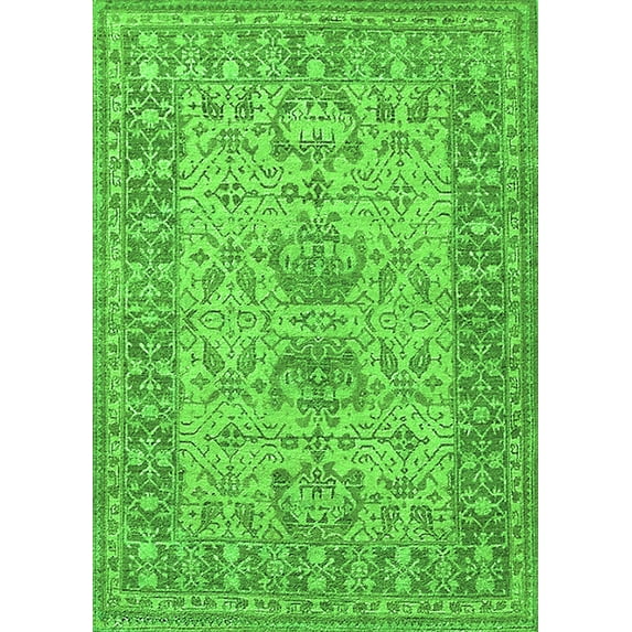 Ahgly Company Indoor Rectangle Oriental Green Industrial Area Rugs, 5' x 8'