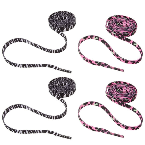 Hytrove 2 Pairs Flat High Density Shoelaces Stylish Zebra Leopard Patterns For Sneakers Casual Shoes Athletic Footwear