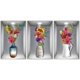 thumbnail image 1 of 3pcs Flower Wall Stickers Potted Plants 3D Wall Decals Home Office Decorations, 1 of 4