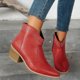 thumbnail image 5 of NECHOLOGY Botas Mujer Adulto Femenino Zapatos Botines de mujer Botas de moda de tacón grueso con cremallera lateral puntiaguda de cuero de color sólido para mujer (Red, 8), 5 of 7