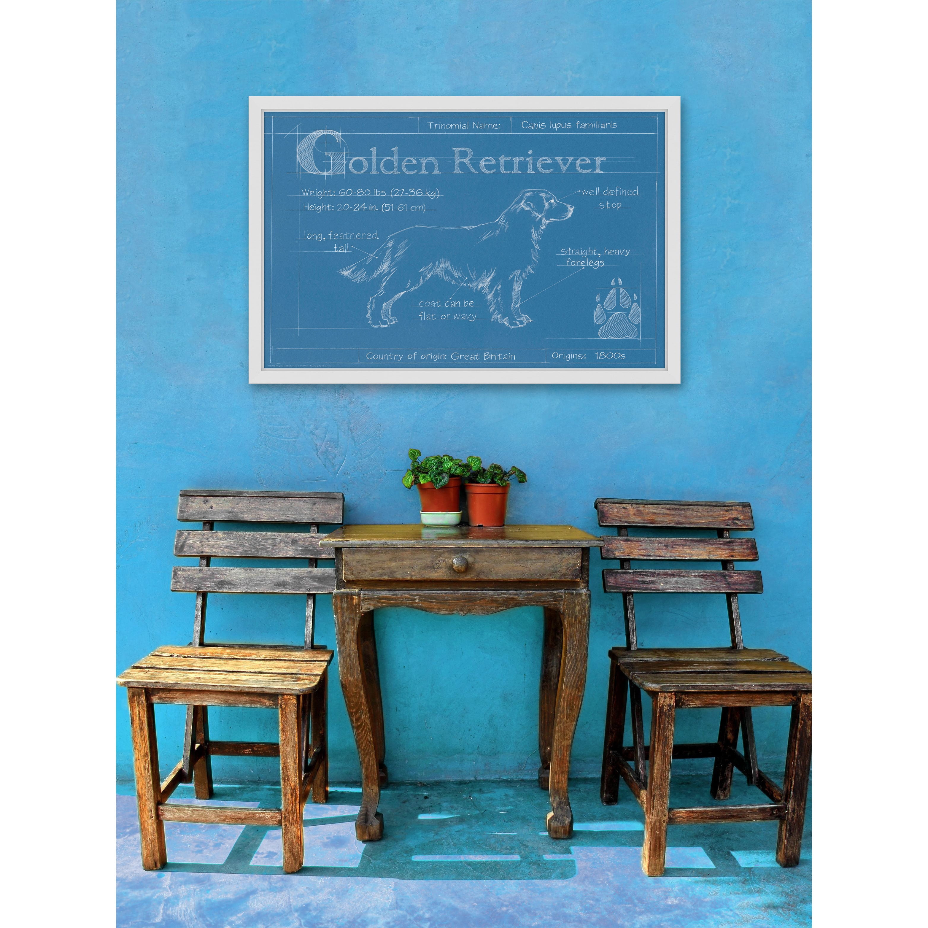 Marmont Hill "Blueprint Golden Retriever" Framed Painting Print