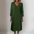 thumbnail image 4 of Lopecy-Sta Dresses for Women V-Neck Midi Shift Dress for Fall Loose Waist Casual Daily Wear, 4 of 7