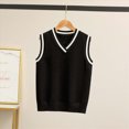 thumbnail image 2 of CAUYDY Boys Sweater Vest V Neck Sweater Vest Cable Knit Cotton Sweaters Toddler School Uniform for Girls(L101-Black,11-13 Y), 2 of 5