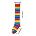 thumbnail image 3 of Whouriu Girls Rainbow Striped Over The Knee Socks Soft Polyester Stretchy Casual Dress Socks, 3 of 4
