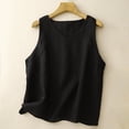 thumbnail image 2 of Bovemsi Women's Cotton Linen Camisole - Lightweight Comfortable V Neck Sleeveless Vest, Outer Wear, Black Base Layer Camisole, 2 of 8