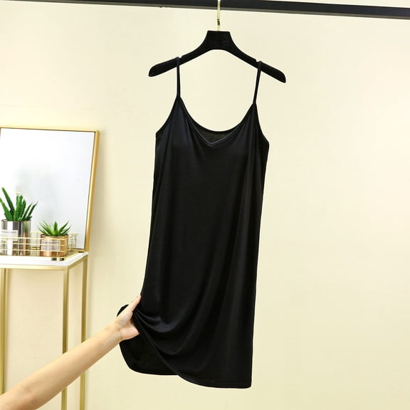 Nightgown Women's Sleeveless House Dress Long Cotton Button Down Nightdress With Chest Pad Soft Ladies Sleepwear Black XL