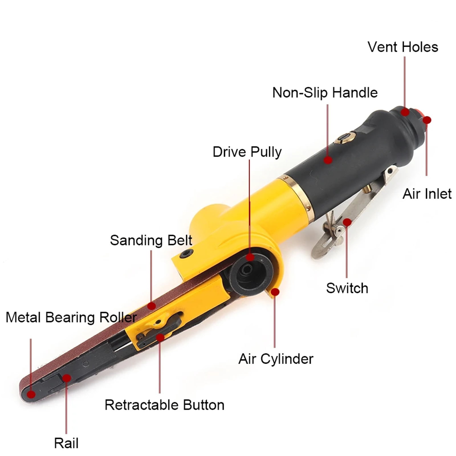 Air Belt Sander Air Compressor Angle Grinder Adjustable Pneumatic Grinding Machine - Multi-Purpose Tool