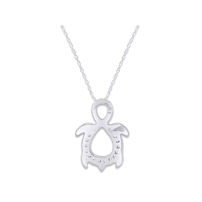 AFFY Turtle Pendant Necklace - 14k White Gold Over Sterling Silver With Peridot & CZ