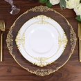 thumbnail image 2 of Efavormart 10 Pack | White/Gold Baroque 8" Round Plastic Dessert Salad Plates, Disposable Tableware with Leaf Embossed Gold Rim, 2 of 11