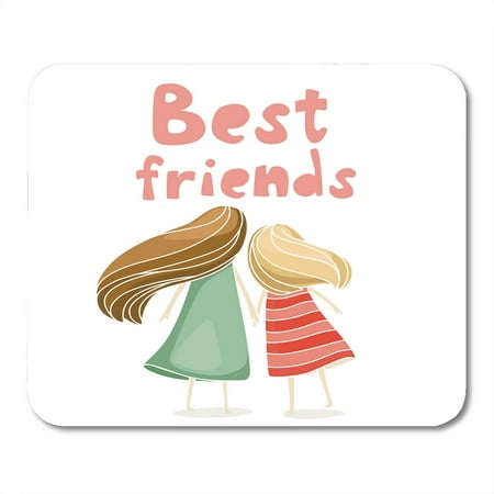 SIDONKU Hair Two Best Friends Girls Holding Hands About Friendship White Cute Young Mousepad Mouse Pad Mouse Mat 9x10