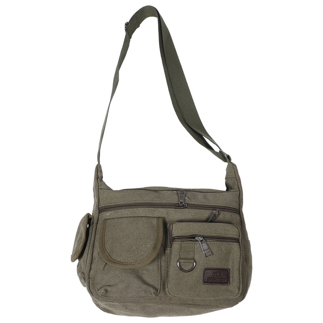 Bolso bandolera de lona, grande, tipo bandolera, con bolsillo, para mujer y hombre