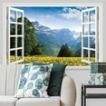 thumbnail image 6 of ABODELINE Fake Window for Walls Faux Window Decal Windows Poster Picture Open Window Wall Art Decor, Stick and Peel Wallpaper Nature Wall Decol Mountain Scene Mural, 16" x 24", 6 of 7