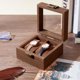 thumbnail image 4 of Caja de madera para guardar relojes con 2 compartimentos. Estuche expositor de madera color marrón coco con ventana de cristal. Regalo ideal., 4 of 5