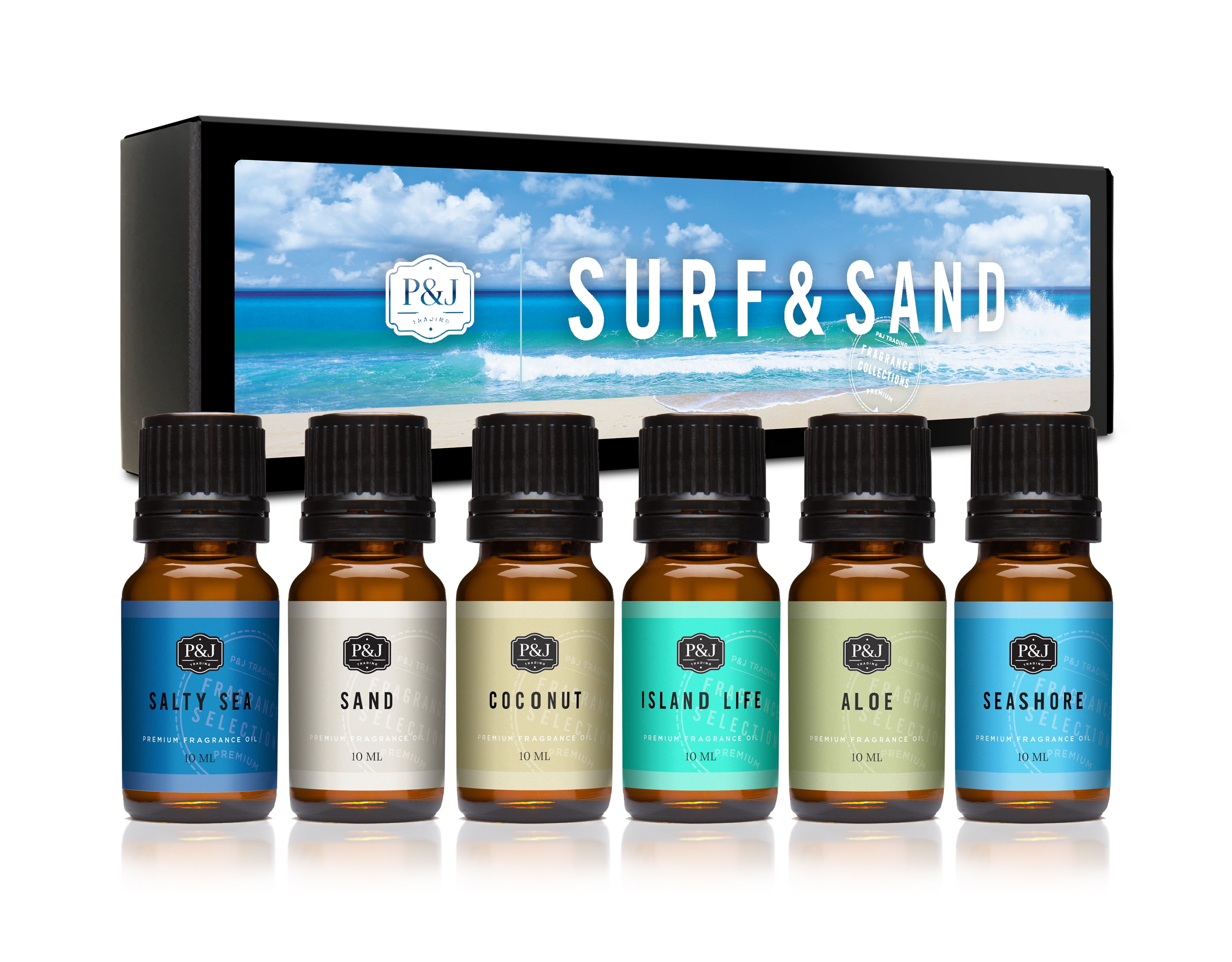P&J Trading Fragrance Oil Surf & Sand Set of 6 Scented Oil for Soap Making, Diffusers