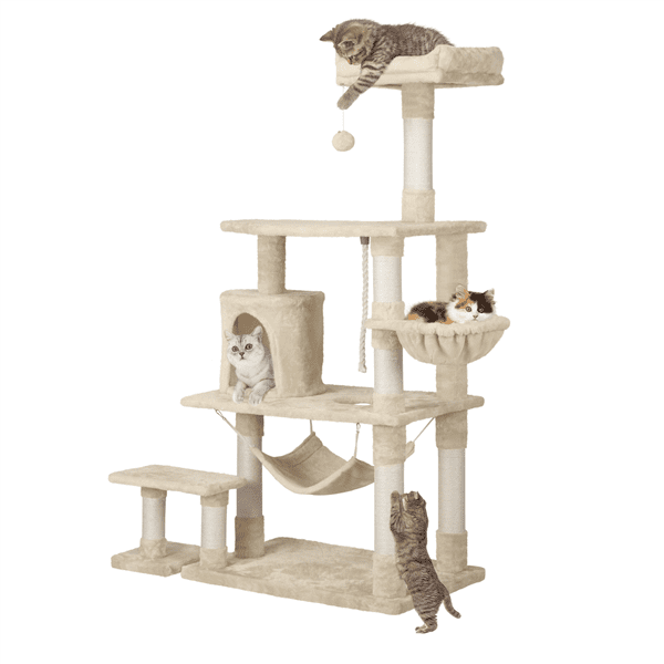 Smilemart 61 Cat Tree With Condo And Scratching Post Tower Beige Walmart Com Walmart Com