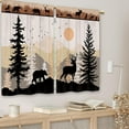 thumbnail image 4 of Farmhouse Forest Cabin Kitchen Curtains Rustic Wooden Small Short Cafe Window Curtains Tree Country Deer Bear Rod Pocket Bathroom Window Drapes Treatment Tier Curtains 2 Panels (26x24 Inch), 4 of 6