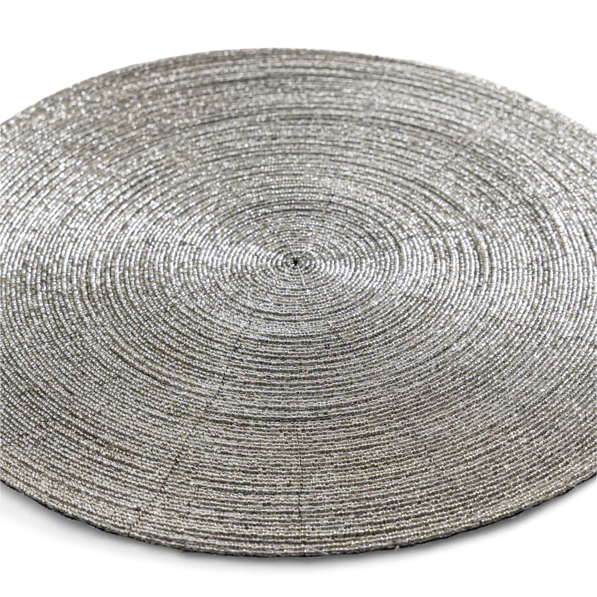 Glass Beaded Placemat Set of 4Size: 14" RoundColor: Silver
