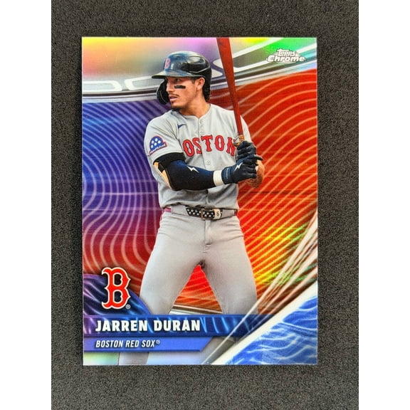 Jarren Duran 2026 Topps Chrome Chrome Rivals Away RVA-20 Boston Red Sox Baseball Card Boston Red Sox MLB BASEBALL Trading Card