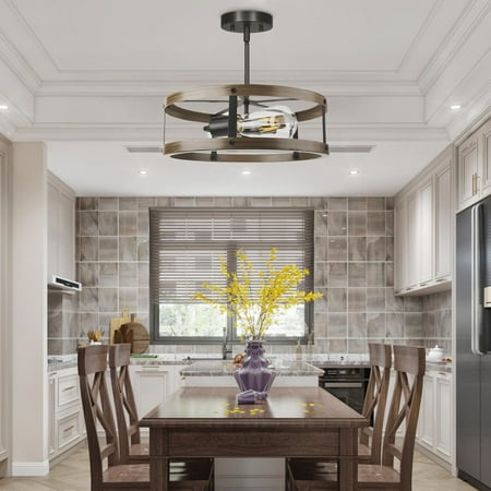 

MultiEase 2-Light Retro Semi Flush Mount Fixture Black Metal