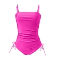 thumbnail image 4 of Women's Swimwear Solid One Piece Swimsuit for Women Adjustable Strap Control Monokini with Removable Padding Hot Pink S, 4 of 5
