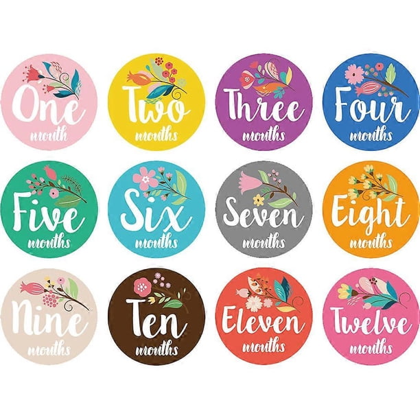 12pcs Floral Baby Girl Milestone Stickers 12 Monthly Photo Picture Props for Baby Shower Gift