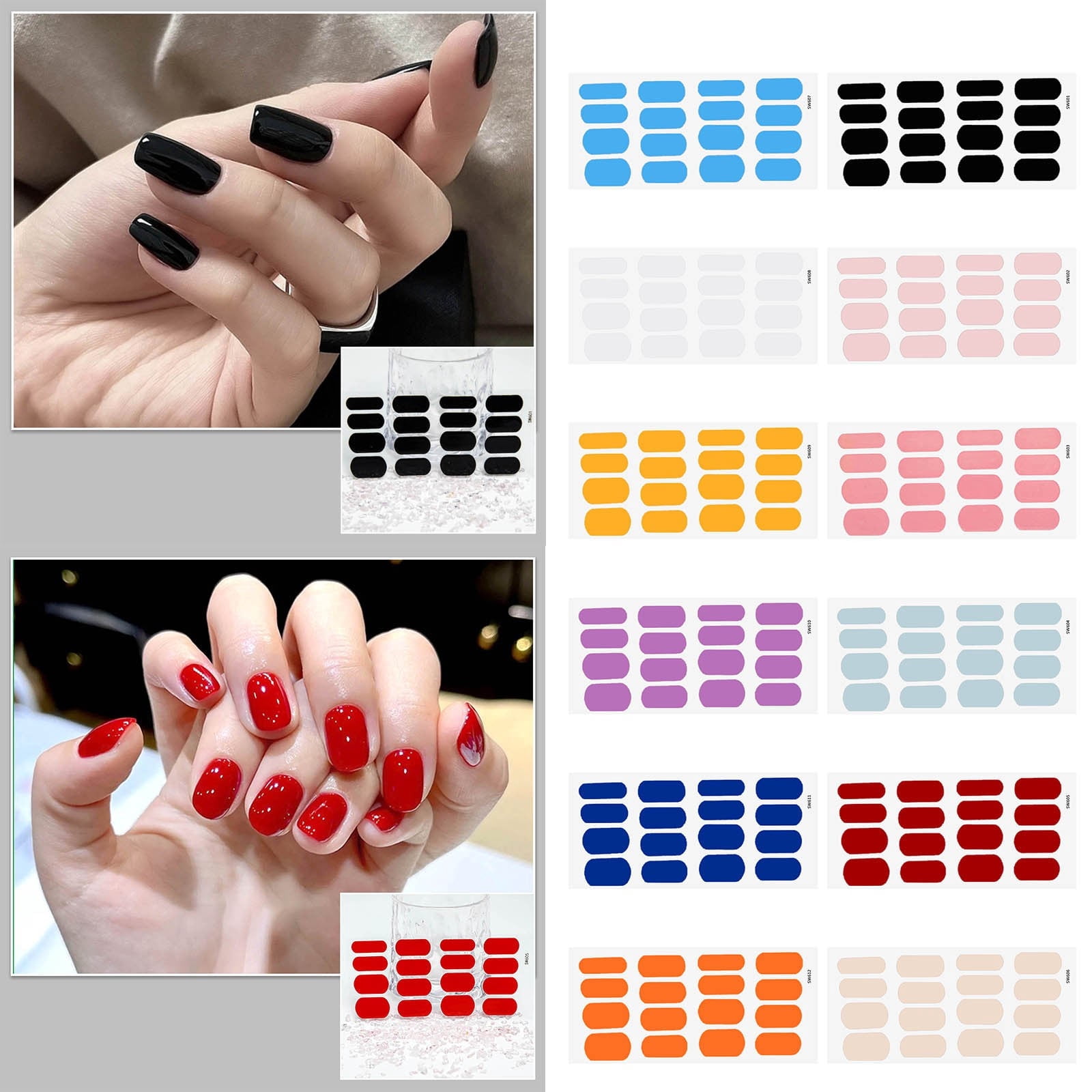 Nail Sticker Clip on Nails Clear Silicone Pen Nail Street Polish Strips on Toenails on Clear Nails Nails Jewelry Nail Charms Stencils Stickers Decals for Nails Gel Nail Stickers Nail
