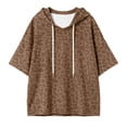 thumbnail image 4 of Womens Cheetah Print Hooded Sweatshirt Long Sleeve Leopard Pullover Hoodie Casual Loose Winter Tops Coffee XXXL, 4 of 5